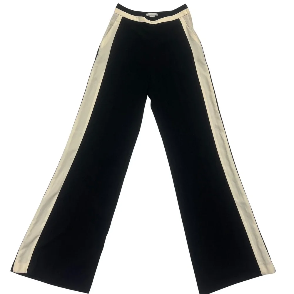 H&M Black and Cream Wide Leg Tuxedo Stripe Dress Pants - Picture 1 of 7